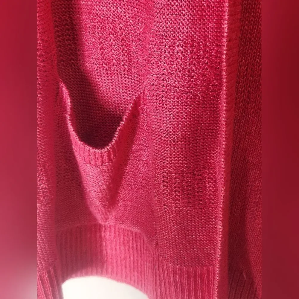 Talbots? L Raspberry Red LngSlv Pockets  Knit Women’s Opened Sweater Cardigan